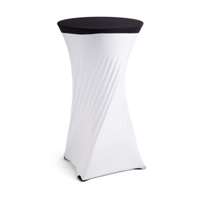 Bar Table Cover - White Lycra with Black Top