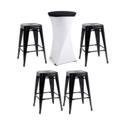 Black and White Lycra with Black Tolix Stools